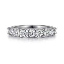Clearance Gabriel & Co. Sardegna - 14K White Gold 9 Stone Shared Prong Round Diamond Anniversary Band - 1.2 ct
