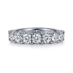 Clearance Gabriel & Co. Sardegna - 14K White Gold 9 Stone Shared Prong Round Diamond Anniversary Band - 1.9 ct