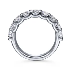 Clearance Gabriel & Co. Sardegna - 14K White Gold 9 Stone Shared Prong Round Diamond Anniversary Band - 1.9 ct