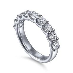 Clearance Gabriel & Co. Sardegna - 14K White Gold 9 Stone Shared Prong Round Diamond Anniversary Band - 1.4 ct