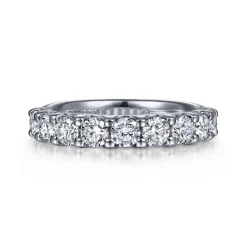 Clearance Gabriel & Co. Sardegna - 14K White Gold 9 Stone Shared Prong Round Diamond Anniversary Band - 1.4 ct