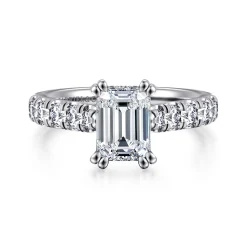 Hot Gabriel & Co. Sarita - 14K White Gold Emerald Cut Diamond Engagement Ring
