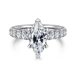 New Gabriel & Co. Sarita - 14K White Gold Marquise Shape Diamond Engagement Ring
