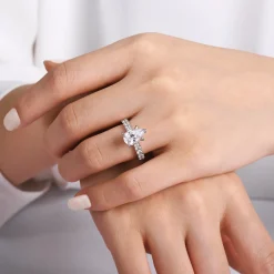 Clearance Gabriel & Co. Sarita - 14K White Gold Pear Shape Diamond Engagement Ring