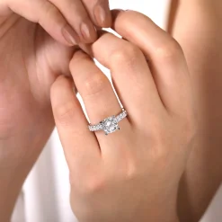 Discount Gabriel & Co. Sarita - 14K White Gold Round Diamond Engagement Ring