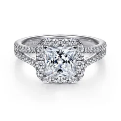 Hot Gabriel & Co. Savannah - 14K White Gold Princess Halo Diamond Engagement Ring