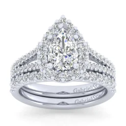 Sale Gabriel & Co. Savannah - Platinum Pear Shape Halo Diamond Engagement Ring