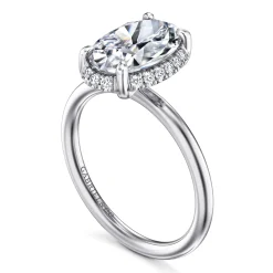 Hot Gabriel & Co. Seattle - 14K White Gold Oval Hidden Halo Diamond Engagement Ring