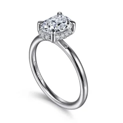 Clearance Gabriel & Co. Seattle - 14K White Gold Oval Hidden Halo Diamond Engagement Ring