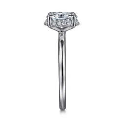 Clearance Gabriel & Co. Seattle - 14K White Gold Oval Hidden Halo Diamond Engagement Ring