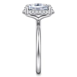 Sale Gabriel & Co. Seattle - 14K White Gold Oval Hidden Halo Diamond Engagement Ring