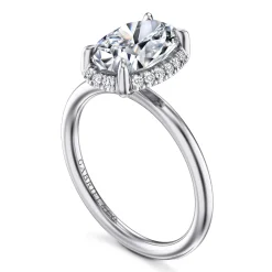 Sale Gabriel & Co. Seattle - 14K White Gold Oval Hidden Halo Diamond Engagement Ring