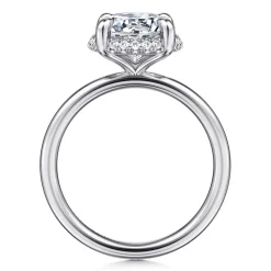 Clearance Gabriel & Co. Seattle - 14K White Gold Round Hidden Halo Diamond Engagement Ring