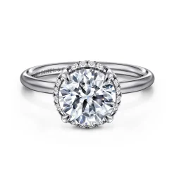Outlet Gabriel & Co. Seattle - 14K White Gold Round Hidden Halo Diamond Engagement Ring
