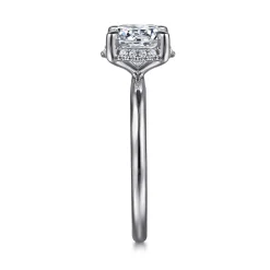 Hot Gabriel & Co. Seattle - 14K White Gold Round Hidden Halo Diamond Engagement Ring