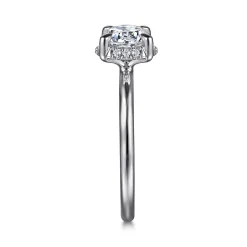 Sale Gabriel & Co. Seattle - 14K White Gold Round Hidden Halo Diamond Engagement Ring