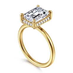 Best Gabriel & Co. Seattle - 14K Yellow Gold Emerald Cut Hidden Halo Diamond Engagement Ring