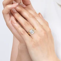 Best Gabriel & Co. Seattle - 14K Yellow Gold Emerald Cut Hidden Halo Diamond Engagement Ring