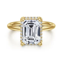 Best Gabriel & Co. Seattle - 14K Yellow Gold Emerald Cut Hidden Halo Diamond Engagement Ring
