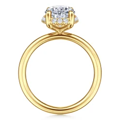 Clearance Gabriel & Co. Seattle - 14K Yellow Gold Oval Hidden Halo Diamond Engagement Ring