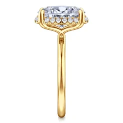 Clearance Gabriel & Co. Seattle - 14K Yellow Gold Oval Hidden Halo Diamond Engagement Ring