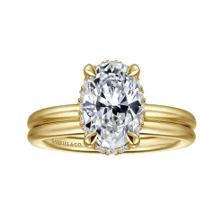 Hot Gabriel & Co. Seattle - 14K Yellow Gold Oval Hidden Halo Diamond Engagement Ring