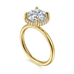 Best Gabriel & Co. Seattle - 14K Yellow Gold Round Hidden Halo Diamond Engagement Ring