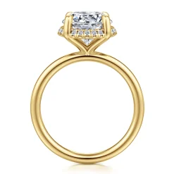 Best Gabriel & Co. Seattle - 14K Yellow Gold Round Hidden Halo Diamond Engagement Ring