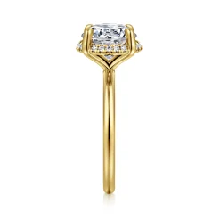 Best Gabriel & Co. Seattle - 14K Yellow Gold Round Hidden Halo Diamond Engagement Ring