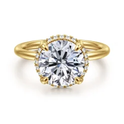 Best Gabriel & Co. Seattle - 14K Yellow Gold Round Hidden Halo Diamond Engagement Ring