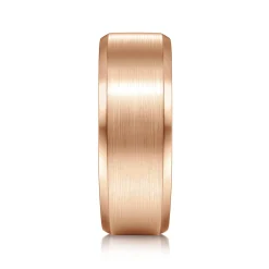 Sale Gabriel & Co. Sebastian - 14K Rose Gold 8mm - Satin Finish Men's Wedding Band with Beveled Edge