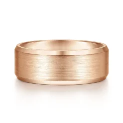 Sale Gabriel & Co. Sebastian - 14K Rose Gold 8mm - Satin Finish Men's Wedding Band with Beveled Edge