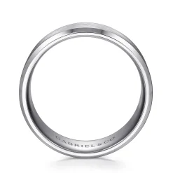 Clearance Gabriel & Co. Sebastian - 14K White Gold 8mm - Satin Finish Men's Wedding Band with Beveled Edge