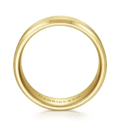 Best Gabriel & Co. Sebastian - 14K Yellow Gold 8mm - Satin Finish Men's Wedding Band with Beveled Edge