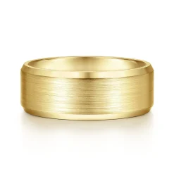 Best Gabriel & Co. Sebastian - 14K Yellow Gold 8mm - Satin Finish Men's Wedding Band with Beveled Edge