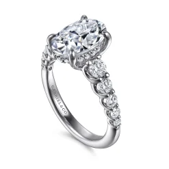 Discount Gabriel & Co. Seema - 14K White-Yellow Gold Oval Diamond Engagement Ring