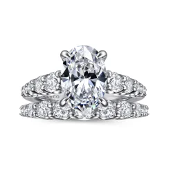 Discount Gabriel & Co. Seema - 14K White-Yellow Gold Oval Diamond Engagement Ring
