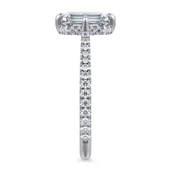 Sale Gabriel & Co. Seine - 14K White Gold Compass Prong Emerald Cut Diamond Engagement Ring