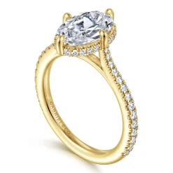 Gabriel & Co. Seine - 14K Yellow Gold Compass Prong Oval Diamond Engagement Ring