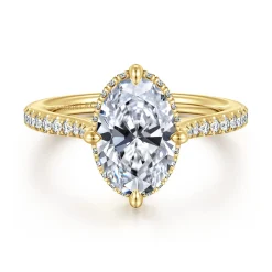 Gabriel & Co. Seine - 14K Yellow Gold Compass Prong Oval Diamond Engagement Ring