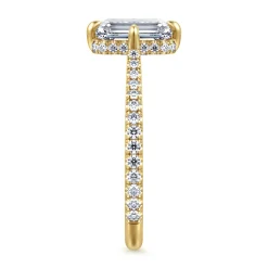 Hot Gabriel & Co. Seine - 14K Yellow Gold Compass Prong Emerald Cut Diamond Engagement Ring