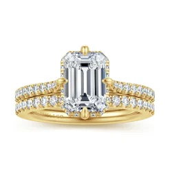 Hot Gabriel & Co. Seine - 14K Yellow Gold Compass Prong Emerald Cut Diamond Engagement Ring