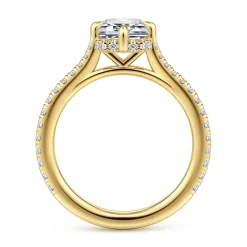 Hot Gabriel & Co. Seine - 14K Yellow Gold Compass Prong Emerald Cut Diamond Engagement Ring