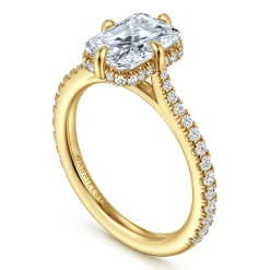 Best Gabriel & Co. Seine - 14K Yellow Gold Compass Prong Radiant Cut Diamond Engagement Ring