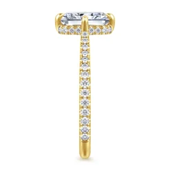 Best Gabriel & Co. Seine - 14K Yellow Gold Compass Prong Radiant Cut Diamond Engagement Ring