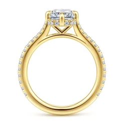 Best Gabriel & Co. Seine - 14K Yellow Gold Compass Prong Radiant Cut Diamond Engagement Ring