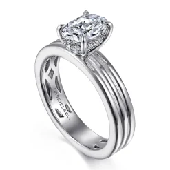 New Gabriel & Co. Sela - 14K White Gold Oval Diamond Engagement Ring