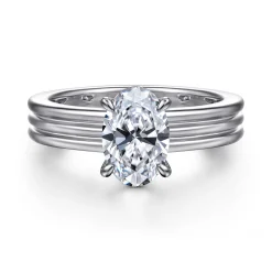 New Gabriel & Co. Sela - 14K White Gold Oval Diamond Engagement Ring