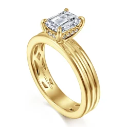 Clearance Gabriel & Co. Sela - 14K Yellow Gold Emerald Cut Diamond Engagement Ring