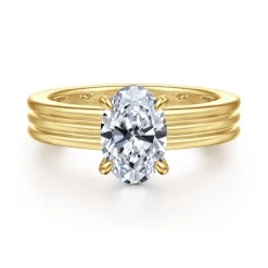 Hot Gabriel & Co. Sela - 14K Yellow Gold Oval Diamond Engagement Ring